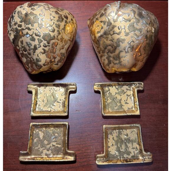 Weeping Gold Wall Pocket MCM Vintage 24 KT Porcelain APPLE USA Vase Planter - Picture 1 of 10